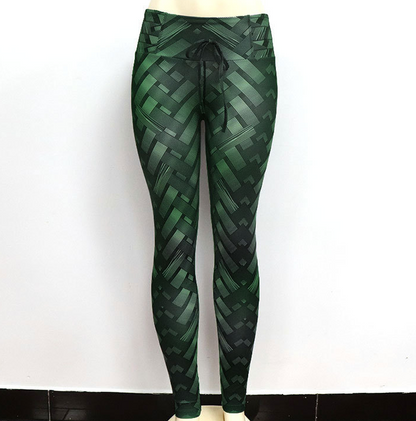 High Waist Cress-Cross Belt Yoga Workout Leggings | Green | GlamzLife