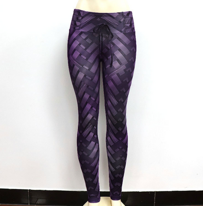 High Waist Cress-Cross Belt Yoga Workout Leggings | Violet | GlamzLife