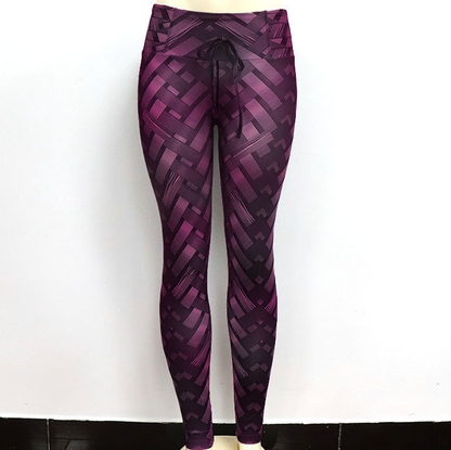 High Waist Cress-Cross Belt Yoga Workout Leggings | Purple | GlamzLife