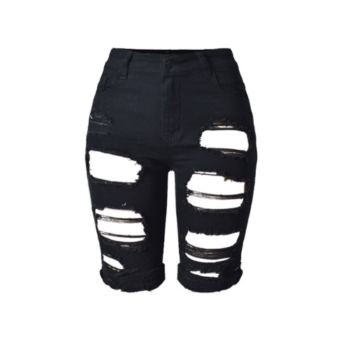 High Waist Slim Fit Denim Shorts | Black | GlamzLife