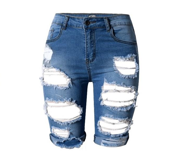 High Waist Slim Fit Denim Shorts | Blue | GlamzLife
