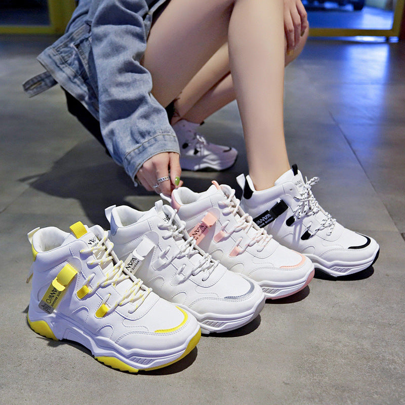 High-top sneakers, white shoes, women GlamzLife