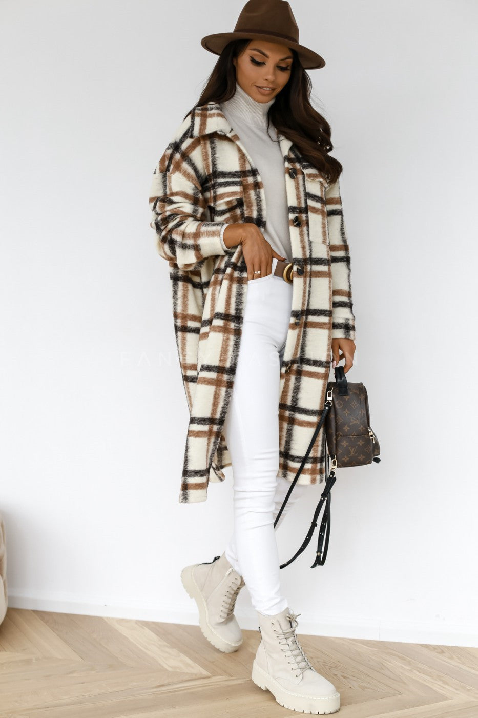 Lapel Casual Warm Plaid Long Woolen Coat | | GlamzLife