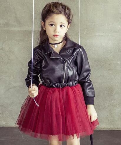Leather Jacket With Short Sequins Princess Dress GlamzLife