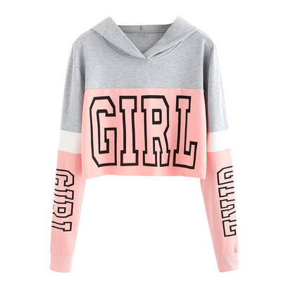 Letter Print Cropped Hoodie For Women's | GlamzLife