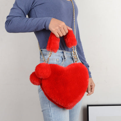 Love Bags Soft Plush Handbags Women Valentine's Day Party Bag | GlamzLife