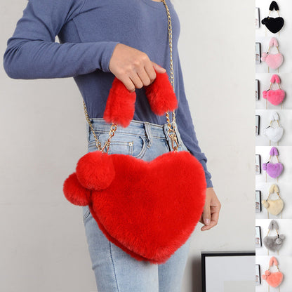 Love Bags Soft Plush Handbags Women Valentine's Day Party Bag GlamzLife
