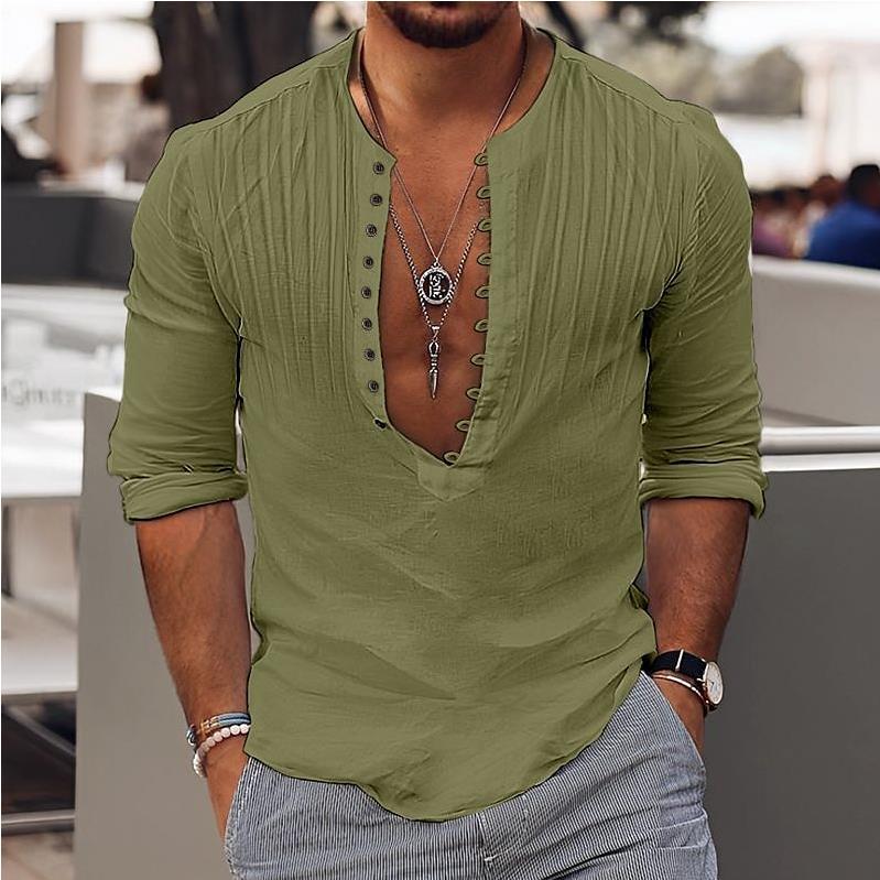 Men's Casual Cotton Round Neck Shirt | GlamzLife