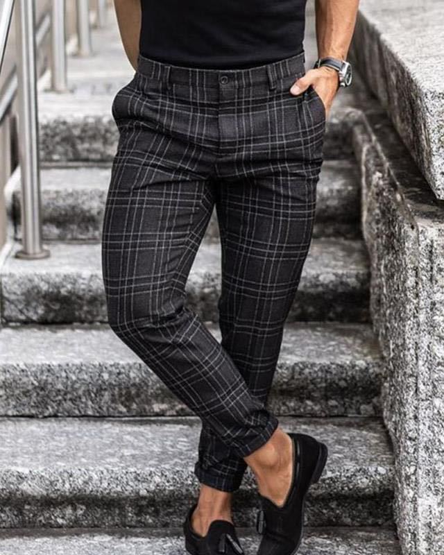 Men's Plaid Loose Casual Trousers | GlamzLife