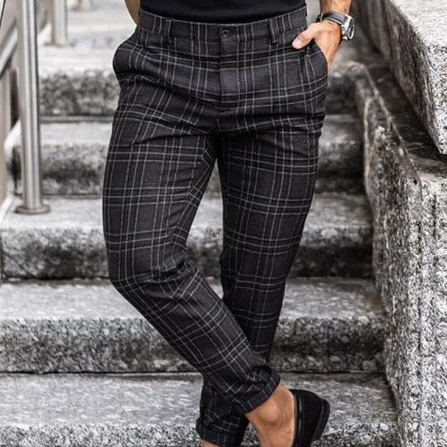 Men's Plaid Loose Casual Trousers | GlamzLife