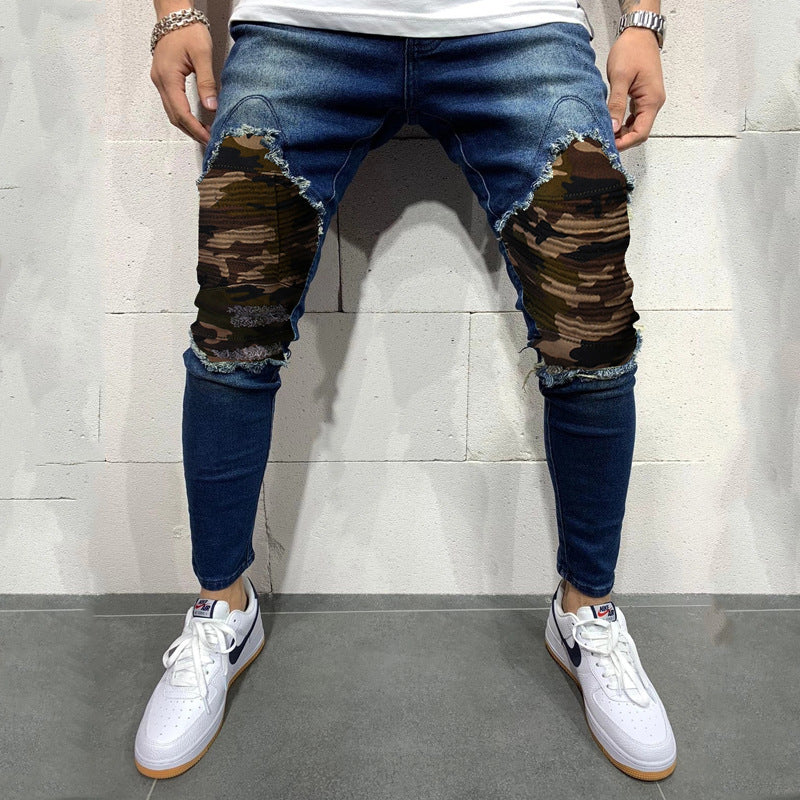 Men's Pleated Camouflage Slim fit Jeans GlamzLife