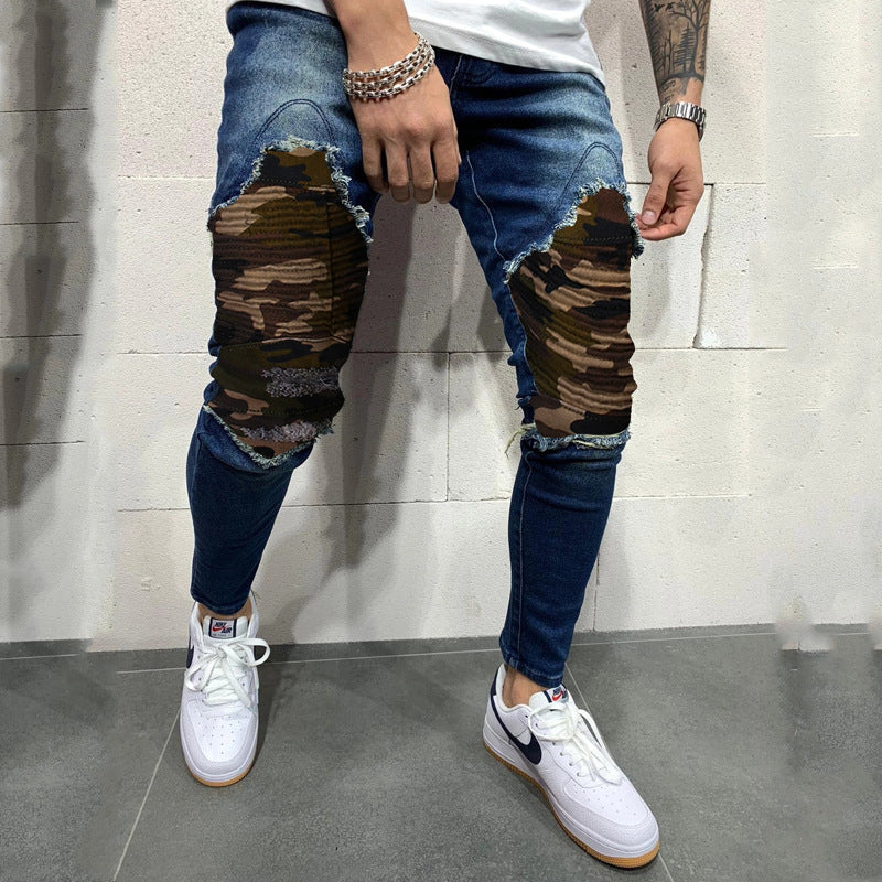 Men's Pleated Camouflage Slim fit Jeans | GlamzLife