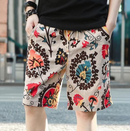 Men's Printed Linen Beach Shorts | GlamzLife