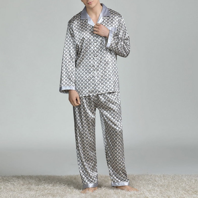 Men's Printed Silk Pajama Suit GlamzLife