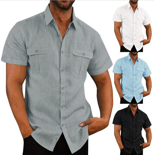 Men's Short Sleeve Casual Wide Collar Shirt | GlamzLife