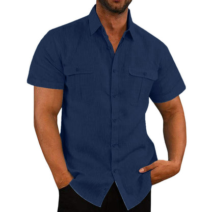 Men's Short Sleeve Casual Wide Collar Shirt | GlamzLife