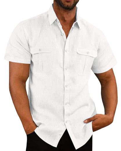 Men's Short Sleeve Casual Wide Collar Shirt | GlamzLife