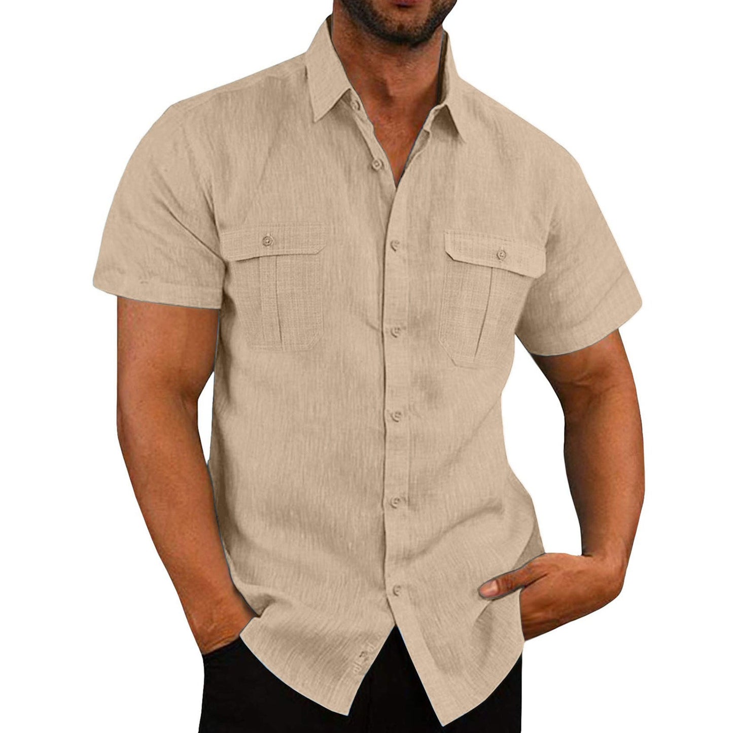 Men's Short Sleeve Casual Wide Collar Shirt GlamzLife
