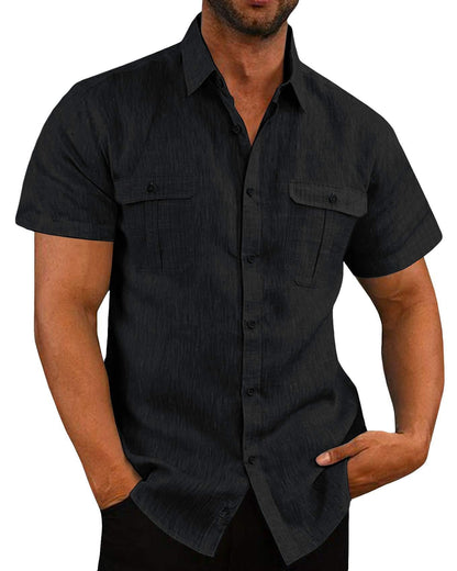 Men's Short Sleeve Casual Wide Collar Shirt | GlamzLife