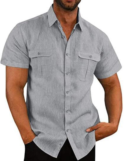 Men's Short Sleeve Casual Wide Collar Shirt | GlamzLife