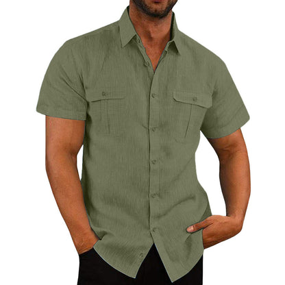 Men's Short Sleeve Casual Wide Collar Shirt | GlamzLife