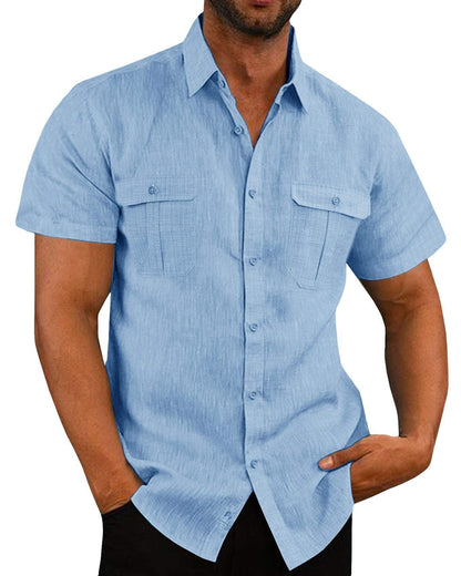 Men's Short Sleeve Casual Wide Collar Shirt | GlamzLife