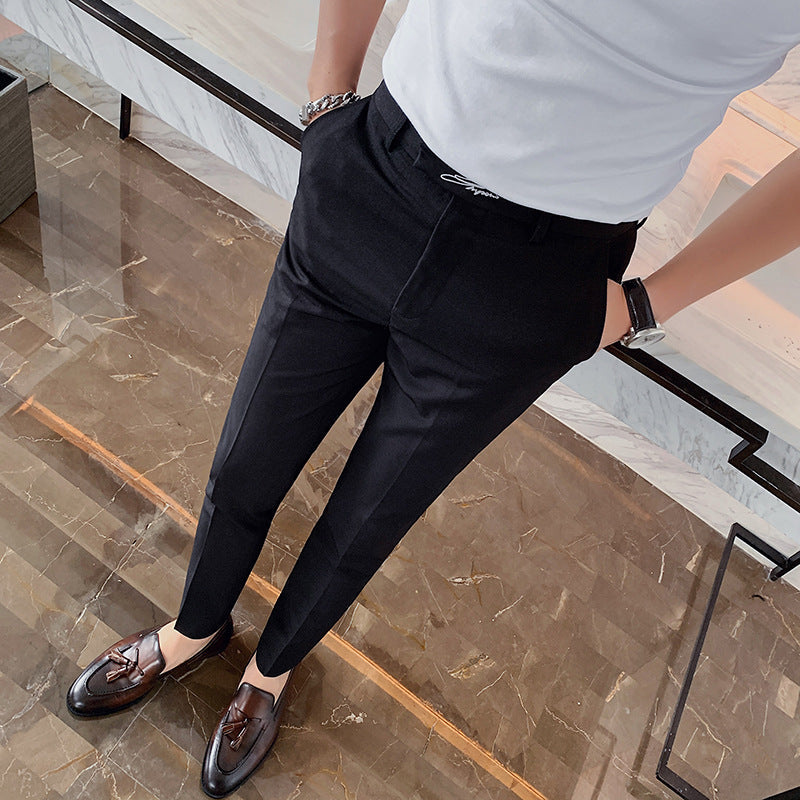 Men's Slim Fit Straight Casual Trousers | GlamzLife