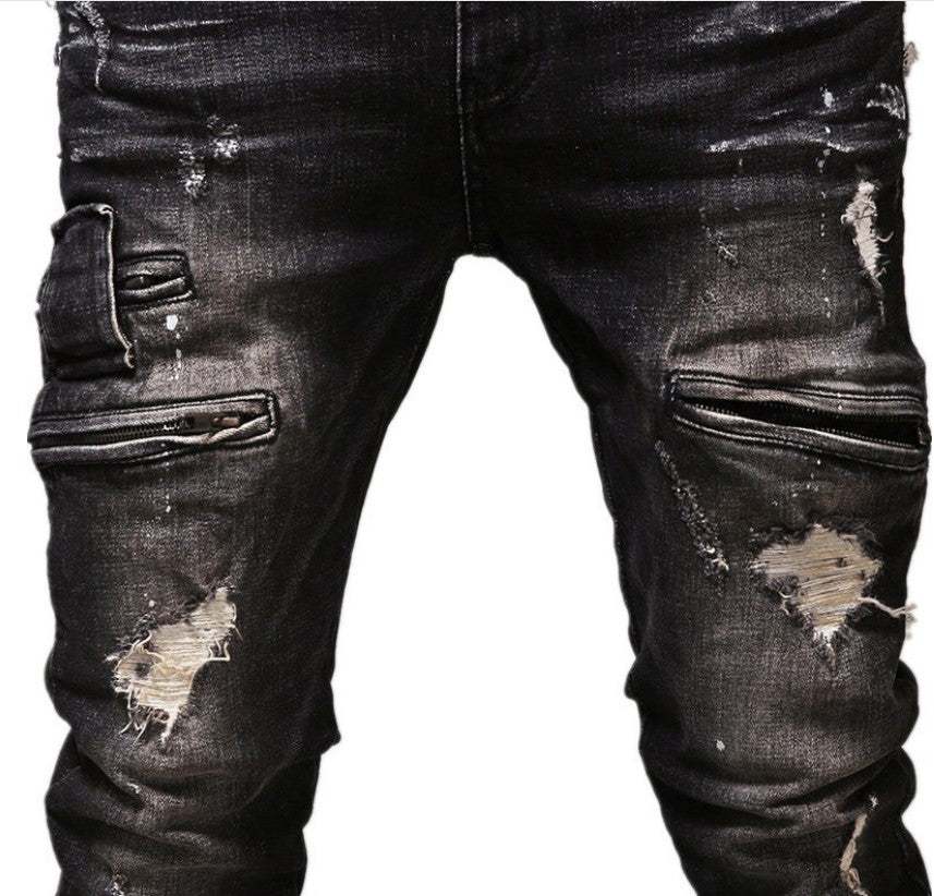 Men's Vintage Distressed Denim Jeans Trousers GlamzLife