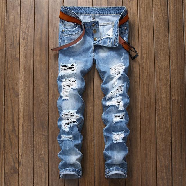Men's Washed Trendy Ripped Jeans | GlamzLife