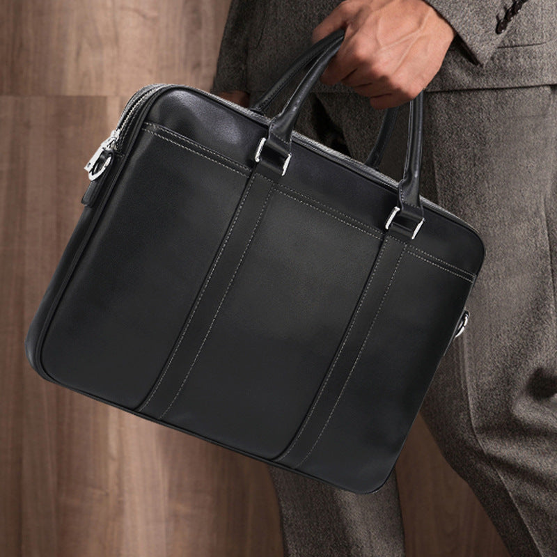 Men's leather portable briefcase file package GlamzLife