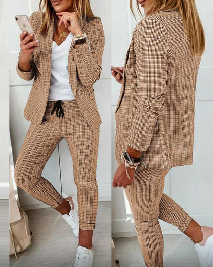New Plaid Casual Women's Straight Trousers Suit GlamzLife