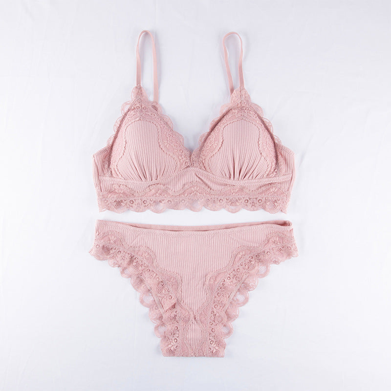 Padded Solid Color Bralette Set | Pink | GlamzLife