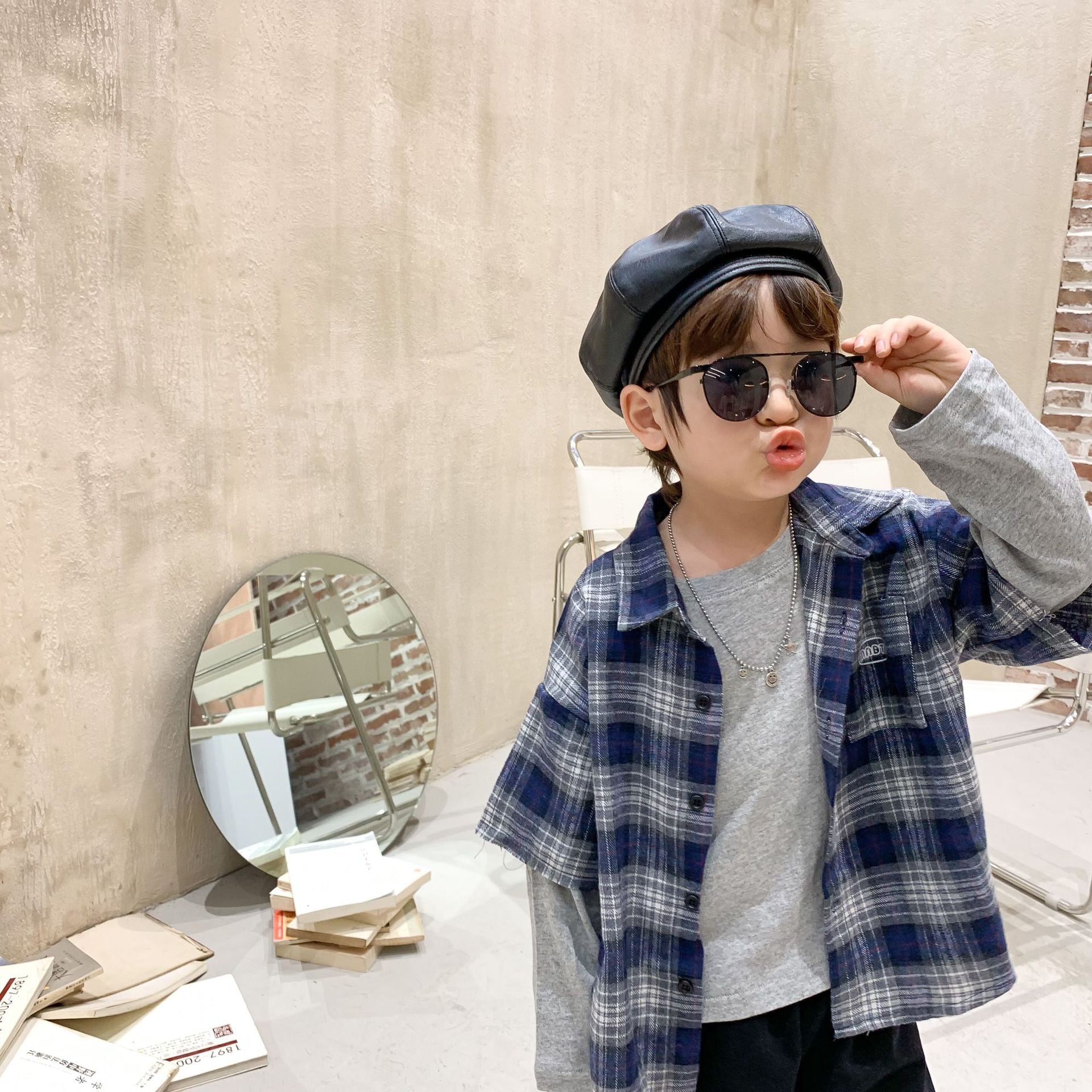 Plaid Shirt With T-shirt For Boy's GlamzLife