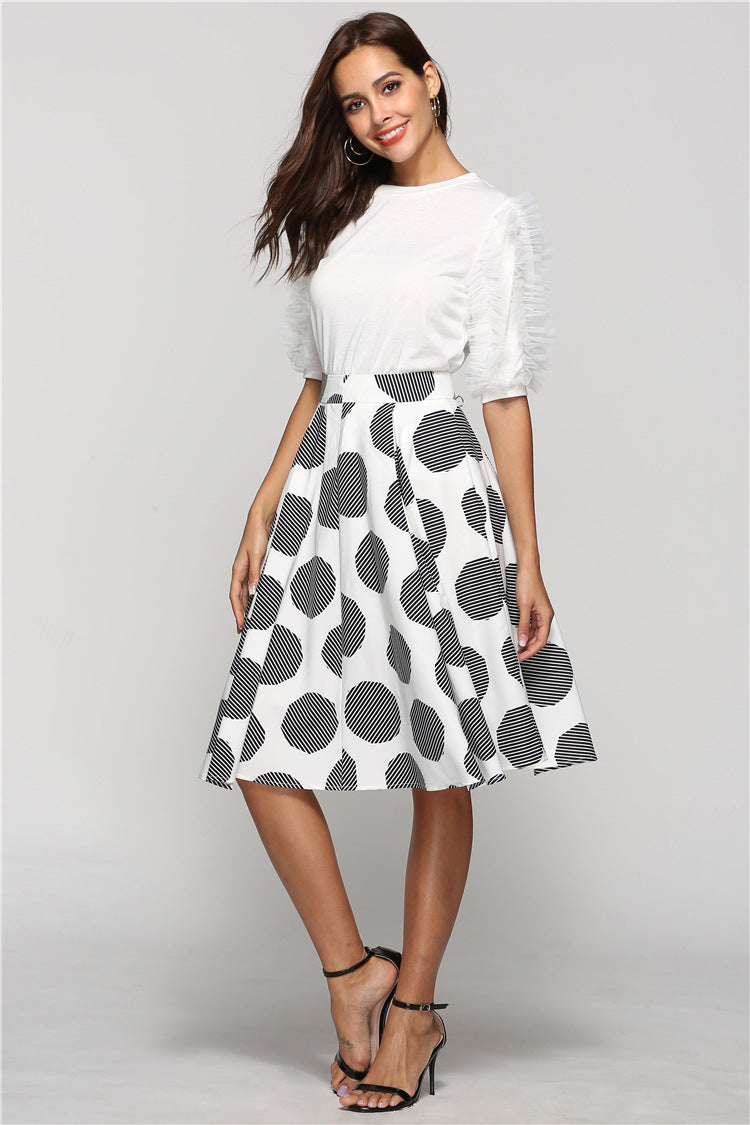 Polka Dot Round Slim Fit Mid-Length Skirt | | GlamzLife