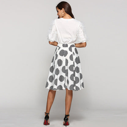 Polka Dot Round Slim Fit Mid-Length Skirt | | GlamzLife