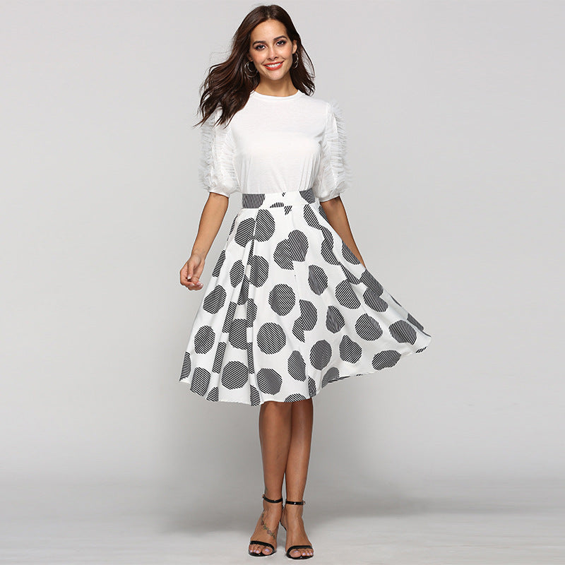 Polka Dot Round Slim Fit Mid-Length Skirt | | GlamzLife