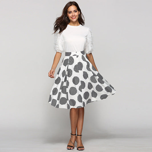 Polka Dot Round Slim Fit Mid-Length Skirt | | GlamzLife