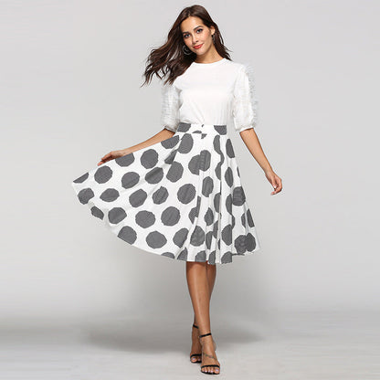 Polka Dot Round Slim Fit Mid-Length Skirt | | GlamzLife