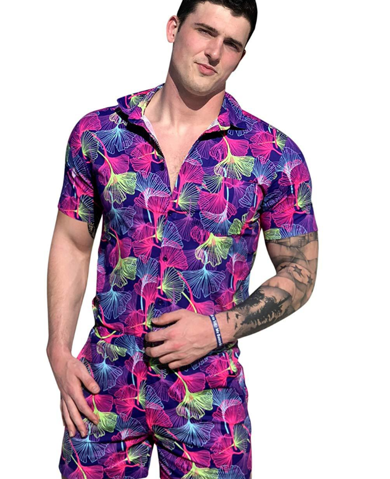 Printed Short Sleeve Jumpsuit For Men's GlamzLife