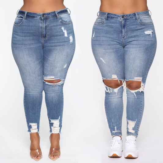 Ripped Denim Washed Trendy Jeans | | GlamzLife