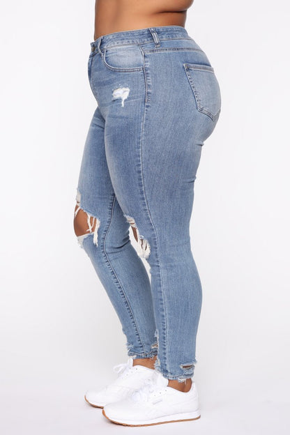 Ripped Denim Washed Trendy Jeans | | GlamzLife