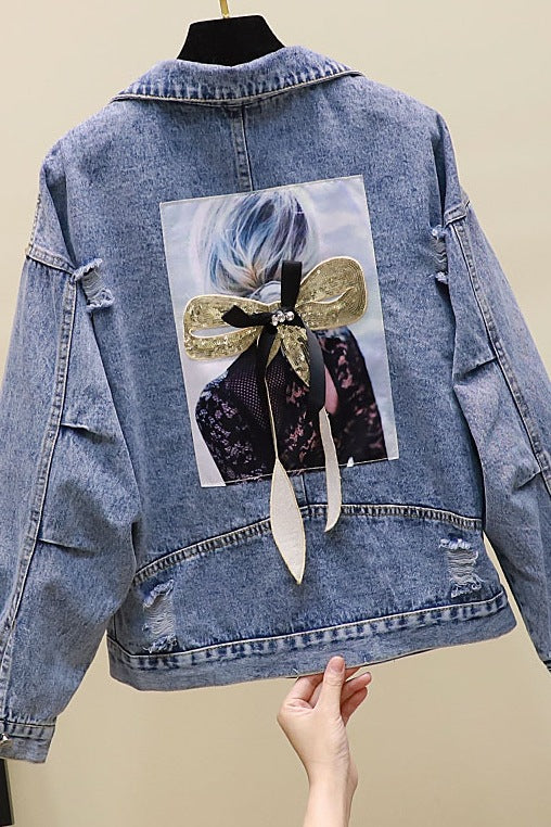 Ripped Sequined Denim Jacket | | GlamzLife