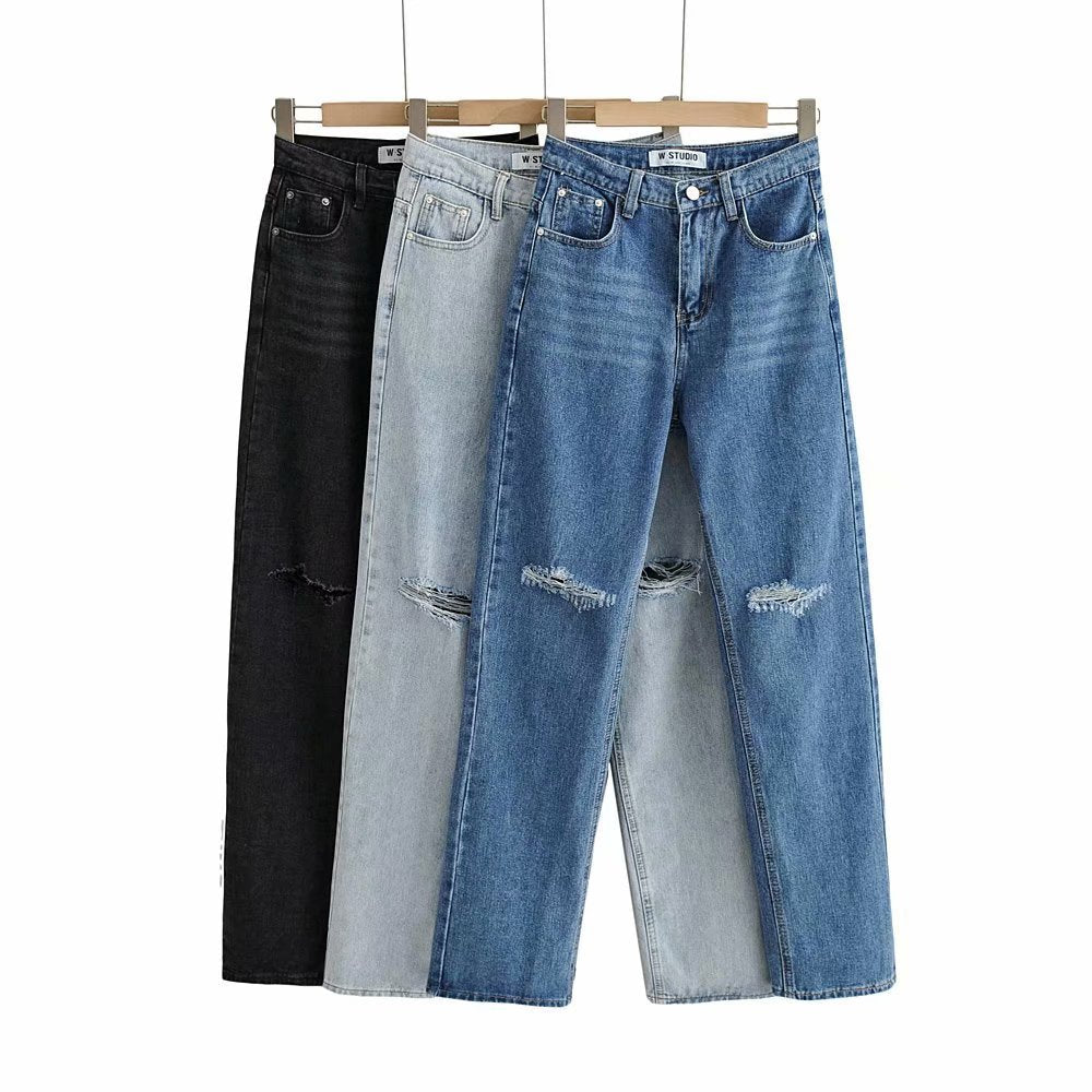 Rolled Edge Rip Jeans For Women's | | GlamzLife