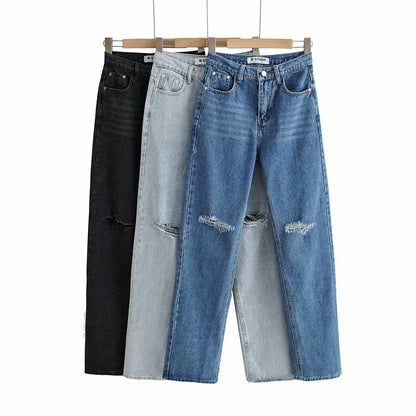 Rolled Edge Rip Jeans For Women's | | GlamzLife