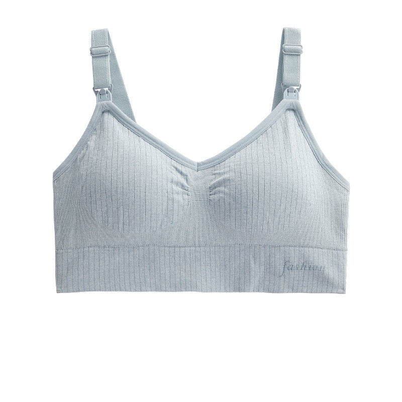 Seamless Comfy Breastfeeding Bra | Grey Blue | GlamzLife