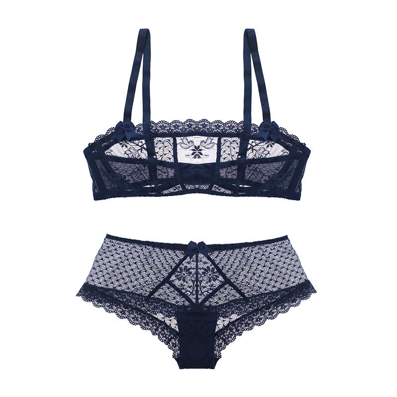 Seamless Lace Bra Set For Women | Water Blue | GlamzLife