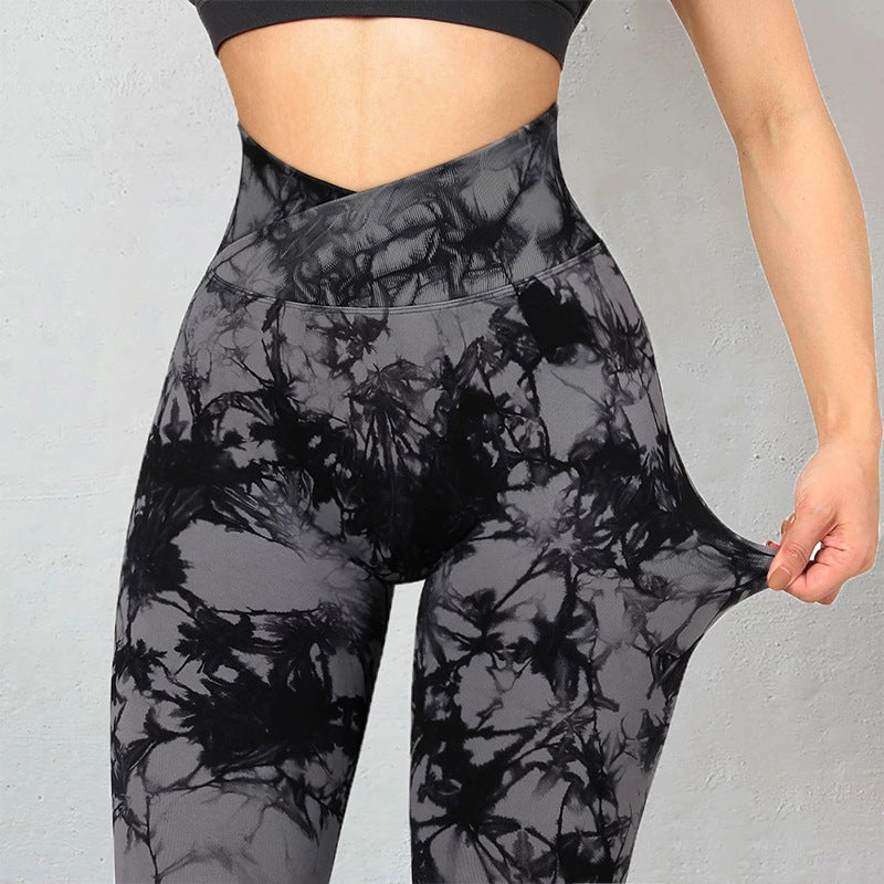 Seamless Tie Dye Leggings Women's Yoga Pants | Gray | GlamzLife