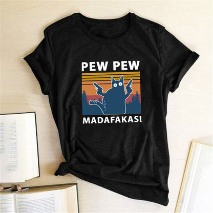 Short Sleeve Pew Maddakas Print T-Shirt | GlamzLife