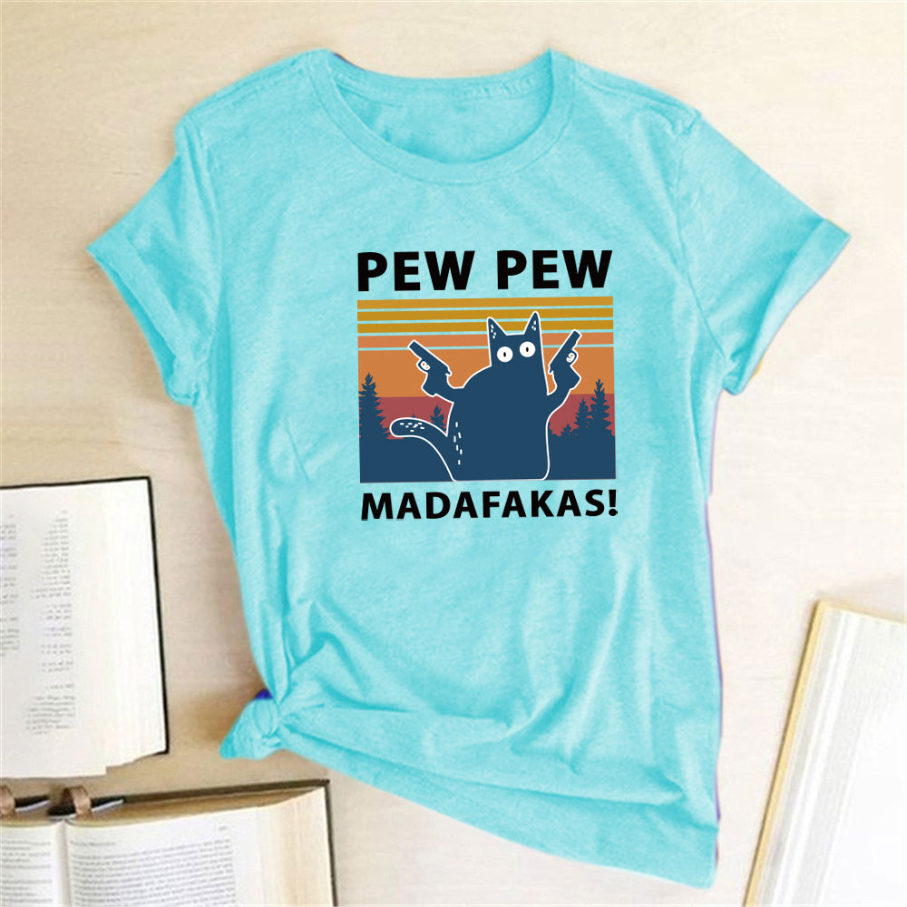 Short Sleeve Pew Maddakas Print T-Shirt | GlamzLife