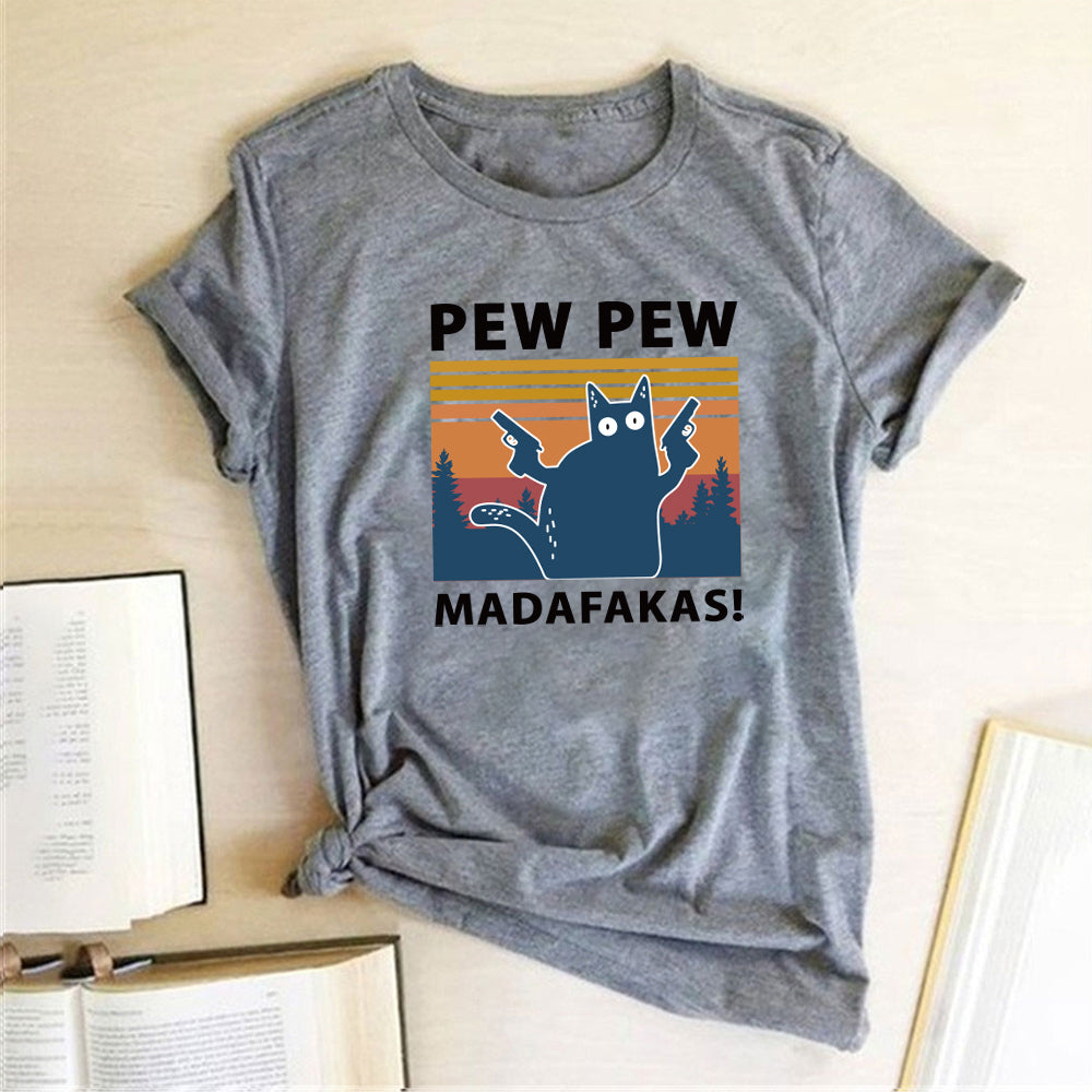 Short Sleeve Pew Maddakas Print T-Shirt | GlamzLife